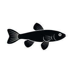 Endler's Livebearer Silhouette Vector Art and Black Color Fish Design