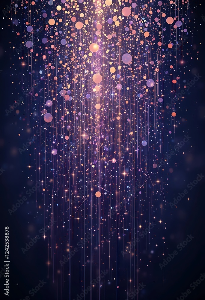 Poster sparkling lights cascading downward in a festive display