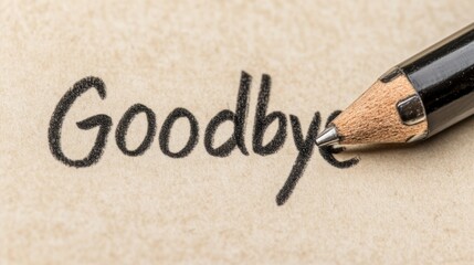 close up of modern handwritten note with goodbye message copy space.
