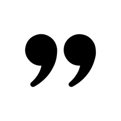 Black quotation mark icon silhouette vector flat illustration design on white background.