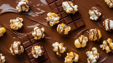 Chocolate cream and caramel popcorn clusters