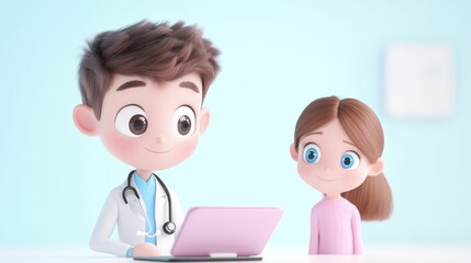 Engaging pediatric virtual doctor experience for children online consultation cartoon style bright setting interactive learning