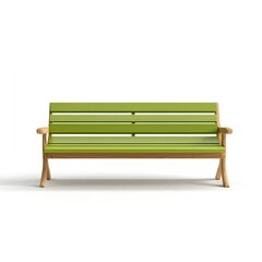 Green Wooden Park Bench on White Background