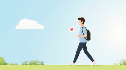 Obraz premium User receives heart rate alert on smart watch while walking outdoors lifestyle scene bright environment health awareness