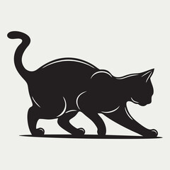Dynamic Running Cat Silhouette Vector Illustration