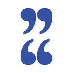 Double quotation mark blue silhouette icon vector flat illustration design on white background.