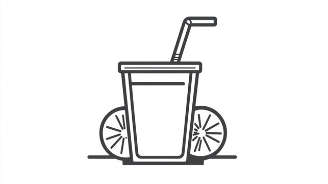 recommend clip art: Drink cart, wheels, straw, beverage, summer, refreshment, vector, illustration, design