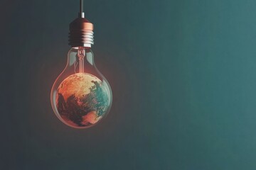 Creative Light Bulb with Earth Inside Flickering States