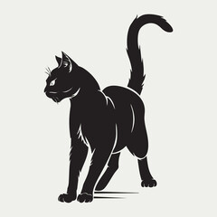 Dynamic Running Cat Silhouette Vector Illustration