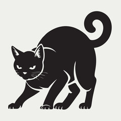 Dynamic Running Cat Silhouette Vector Illustration