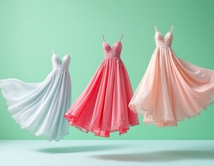 Elegant Pastel Prom Dresses Flowing in the Breeze