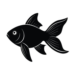 Goldfish Silhouette Vector Art Illustration and Black Goldfish Fish Design