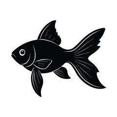 Goldfish Silhouette Vector Art Illustration and Black Goldfish Fish Design