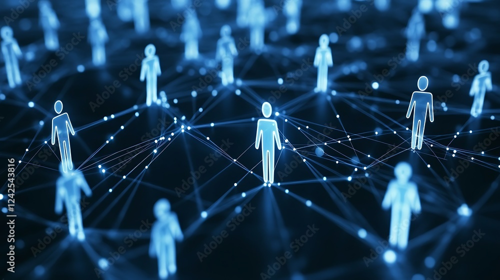 Poster connecting people through digital networks and social interactions for better communication