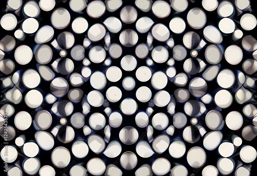 Poster abstract circular pattern design with varying shades of white and dark background