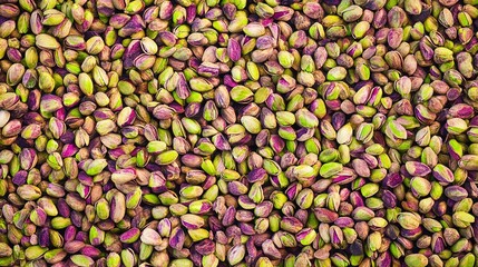Pistachio Nuts Background with Texture. Top View Highlighting Rich Nutty Patterns and Organic Aesthetics.