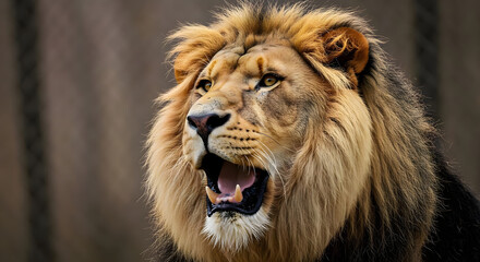 Fototapeta premium the lion's head stares at the prey
