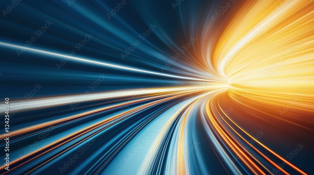 Poster train high speed motion blur a hyperloop pod accelerating with streaks of light in the background, h