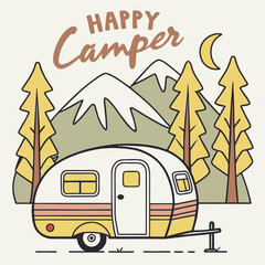 Camper Van Adventure Vector Art