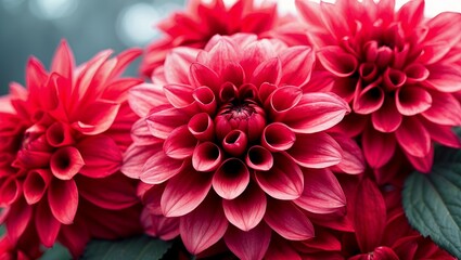 Close up of red dahlia flower  