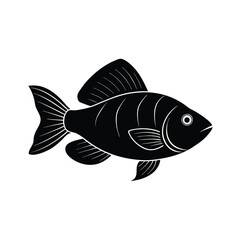 Gourami Silhouette Vector Art Illustration and Black Color Design of Gourami Fish