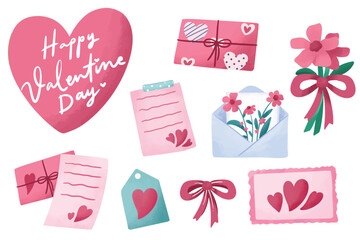 Hand drawn valentine elements