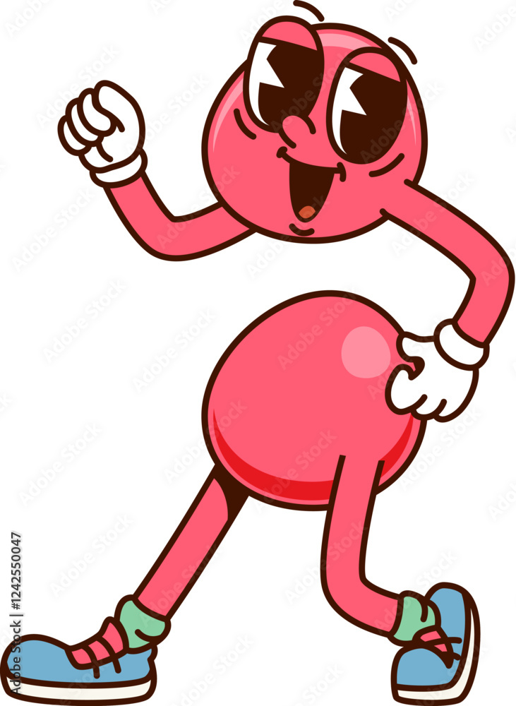 Poster cartoon groovy math division sign character for kids equation, vector emoji. groovy division sign wi