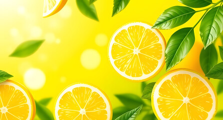 Bright energetic citrus lemon lime yellow green abstract background. Fresh zesty vibrant. Summer tropical aesthetic.