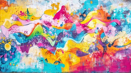 Beautiful colorful street art graffiti background The wall is decorated with abstract house paint Modern urban culture of street youth Abstract picture on wall