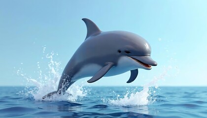 Fototapeta premium A playful dolphin leaping out of the ocean water, a vibrant display of marine life energy