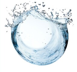 Fototapeta premium Elegant Water Splash Creating Circular Shape on White Background