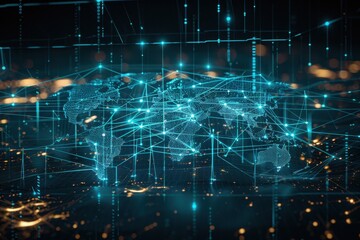 Global Network: A Futuristic Digital World Map