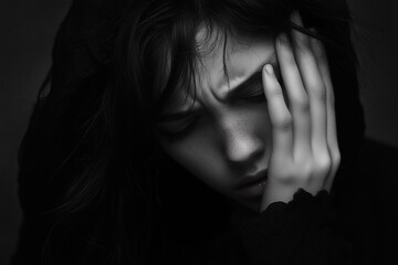Women looking exhausted with hands in head