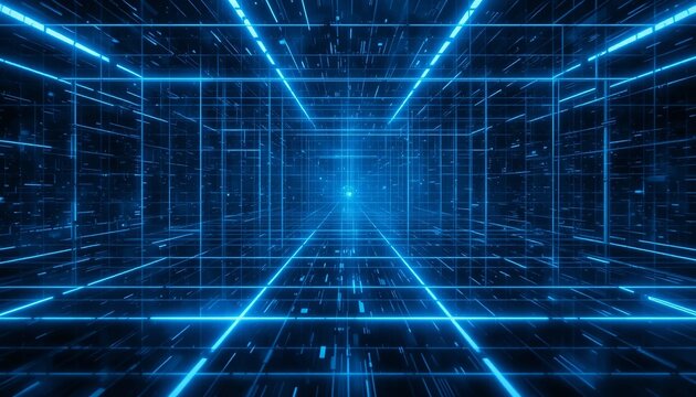 abstract blue background with binary code A futuristic sci-fi blue grid with noise textures.
