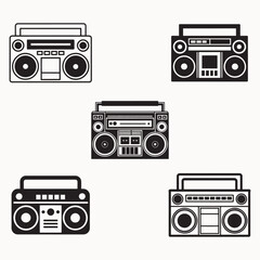 Boom box Icon Square Button Set