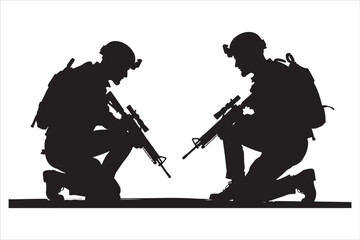 Tactical Soldier Silhouettes in Action
