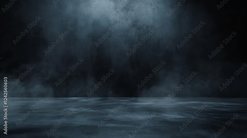 Poster dark black studio with gradient light in empty room background black corner room background and empt