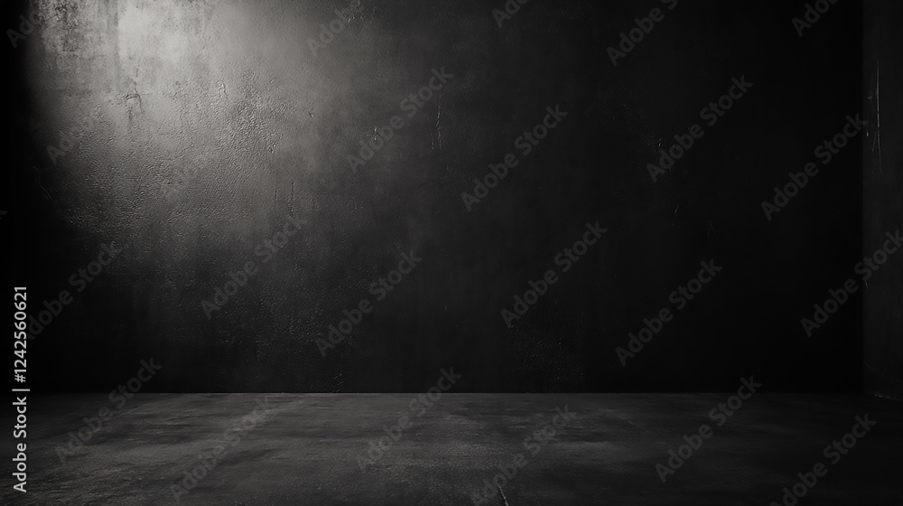 Poster dark black studio with gradient light in empty room background black corner room background and empt