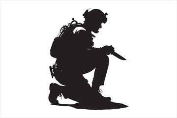 Fototapeta premium Tactical Soldier Silhouettes in Action