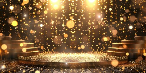 Golden Stage Podium with Glitter