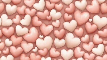 Seamless Pattern of Pastel Pink and White Hearts