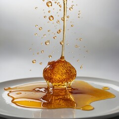 Honeycomb with Fresh Honey on a Plate