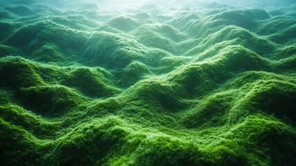 Fototapeta premium Underwater mossy hills bathed in sunlight