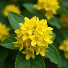 Yellow Mahonia aquifolium flowers in a layered shape on branches, layer, mahonia