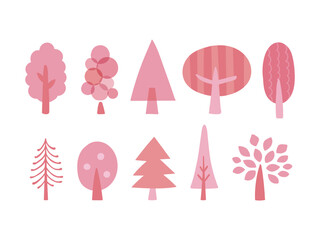 いろんな形の桜の木の素材