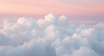 Dreamy cloudscape background. Soft pastel hues, pink, lavender, blue. Fluffy clouds floating in a surreal sky.
