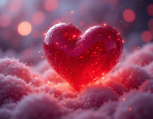 Obraz premium vibrant, glowing red heart symbolizing deep, eternal love,