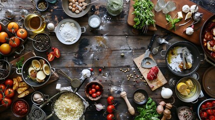 Creative collage of culinary scenes, recipes, and food photography