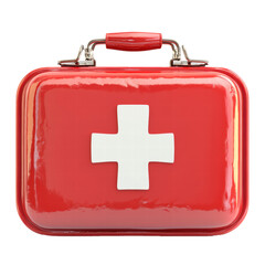 Obraz premium Red first aid kit isolated on transparent background
