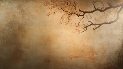 Serene Blossom Branch on Antique Paper Background